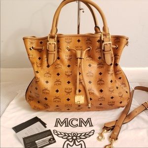 Authentic MCM large drawstring shoulder bag